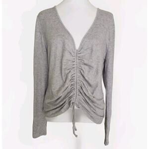 Forever 21 Women's Top Blouse V- Neck Ruched Sweater Plus Size 2X Gray